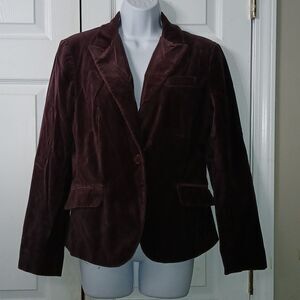 New York & Company stretch purple velvet blazer Sz 10 EUC